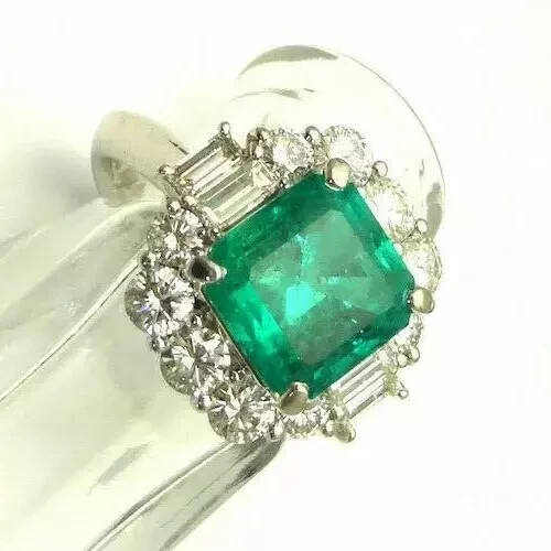 Art Deco 4Ct Asscher Lab Created Emerald Diamond 14K White Gold FN Wedding Ring