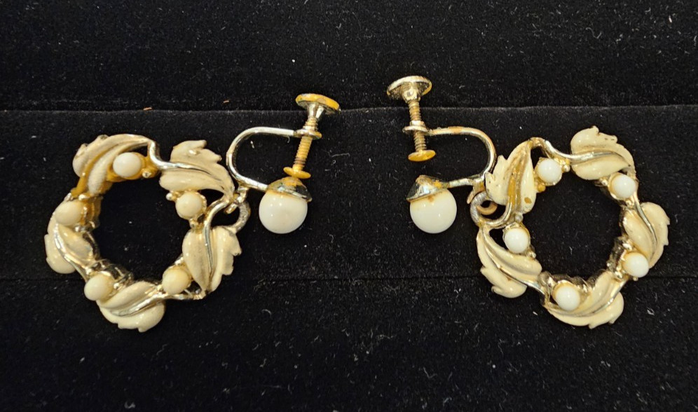 3 Pair of Clip or Screw Back Vintage Earrings and Brooch