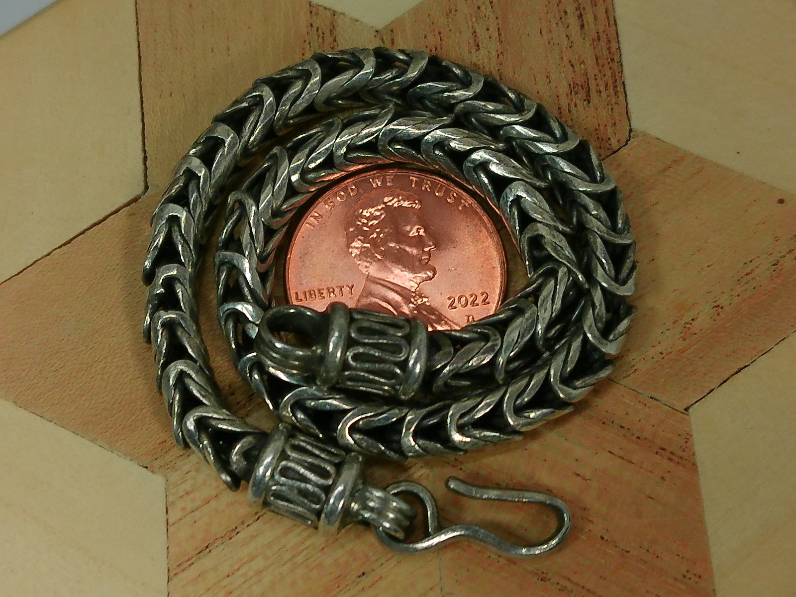 Vtg Foxtail Wheat Braid Sterling Silver 4.6mm Wide Spiga Hook End Bracelet 8.5″