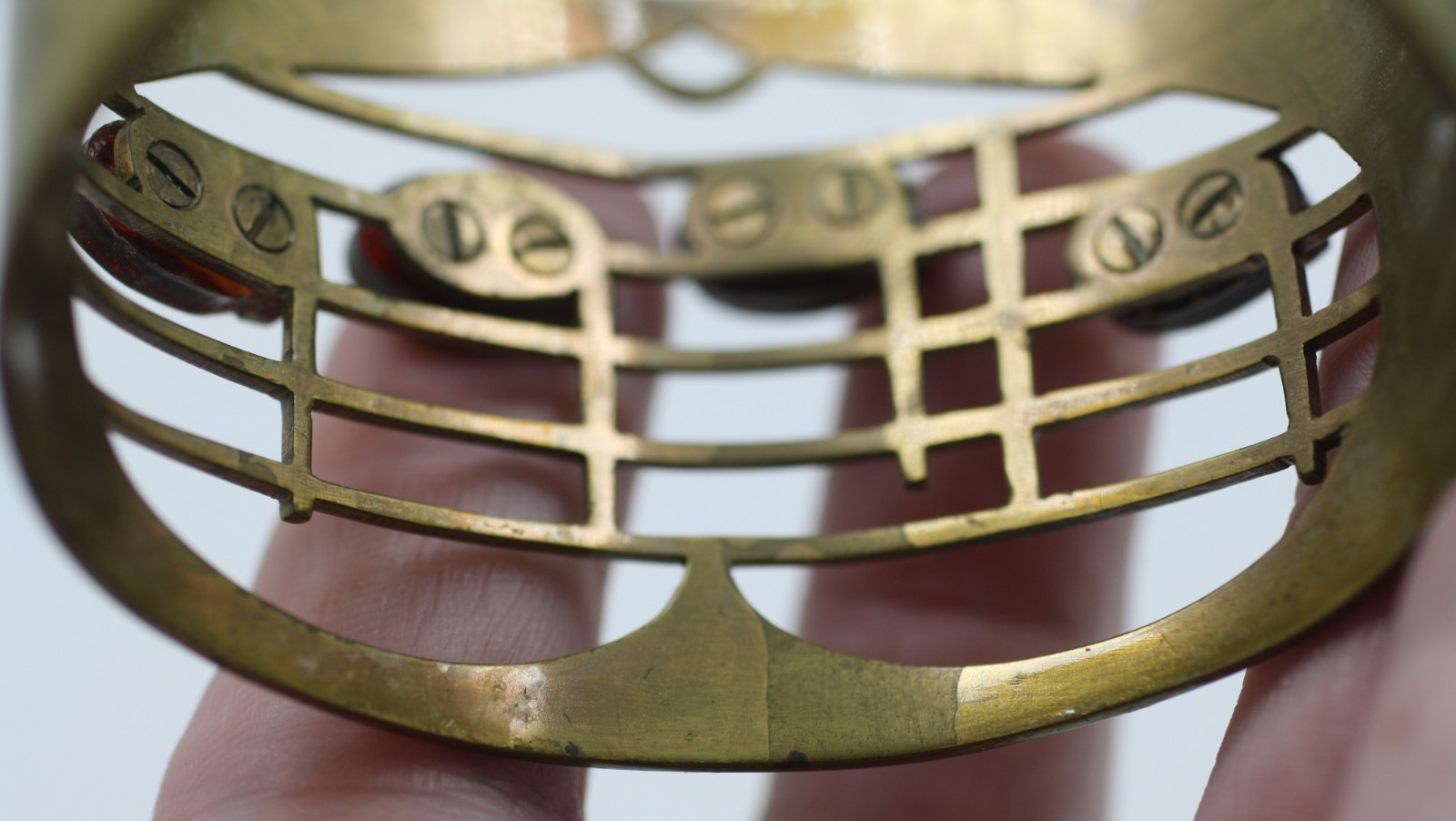 Vintage 40’s wide brass cuff Musical notes heart shape Et ca fait boum bracelet