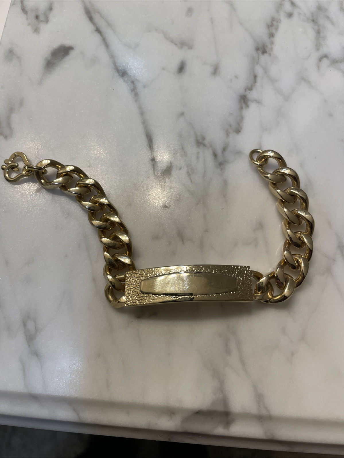 Vintage New Hadley 14K Gold Plated Heavy 52.45 Grams ID Link Bracelet