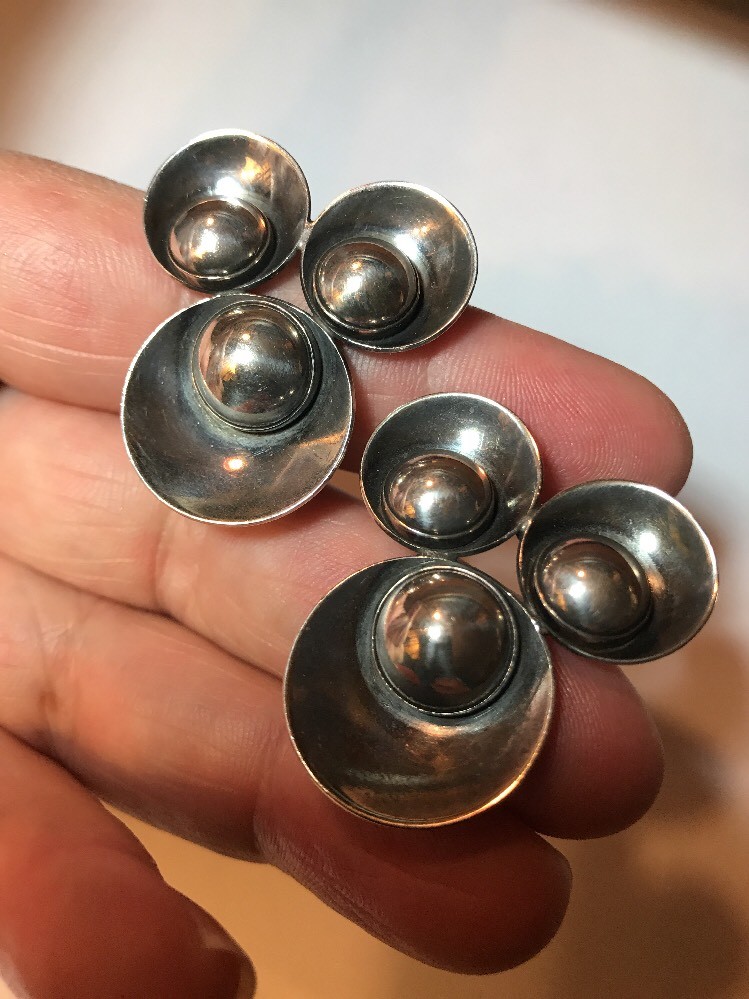 Oversized Unusual MCM Sterling Earrings N. E. From/ Denmark