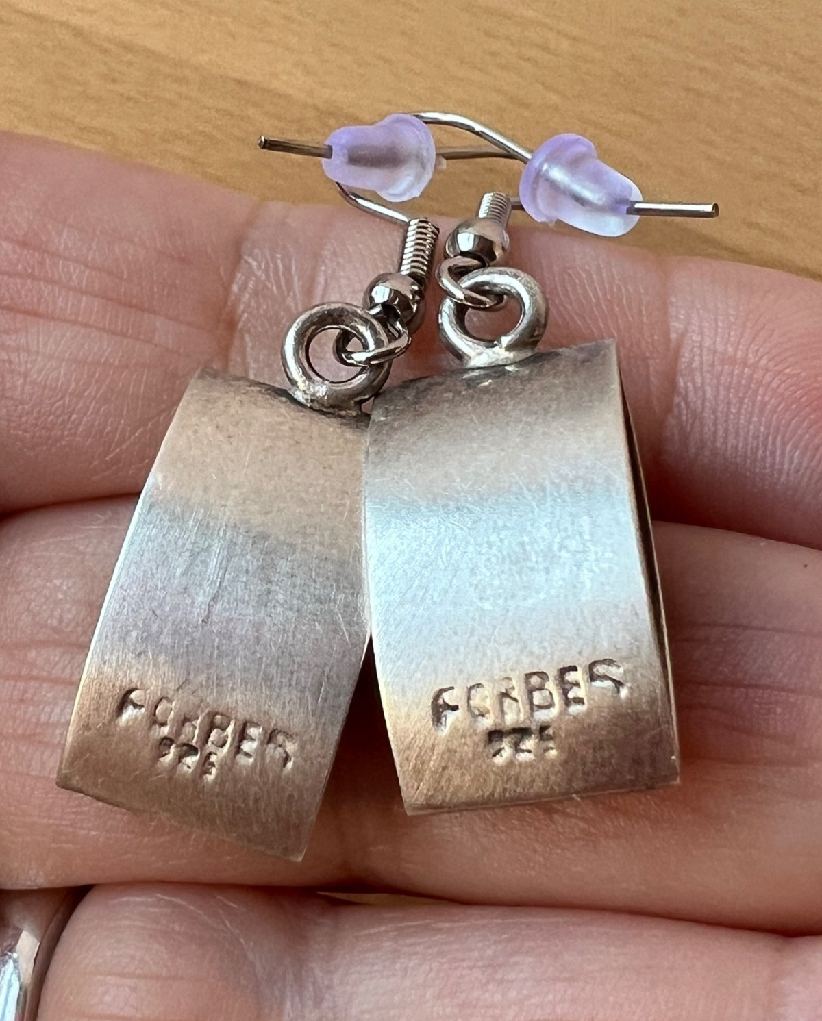 VINTAGE DESIGNER FORBES 925 STERLING SLVER GEOMETRIC DANGLE DROP EARRINGS UNIQUE