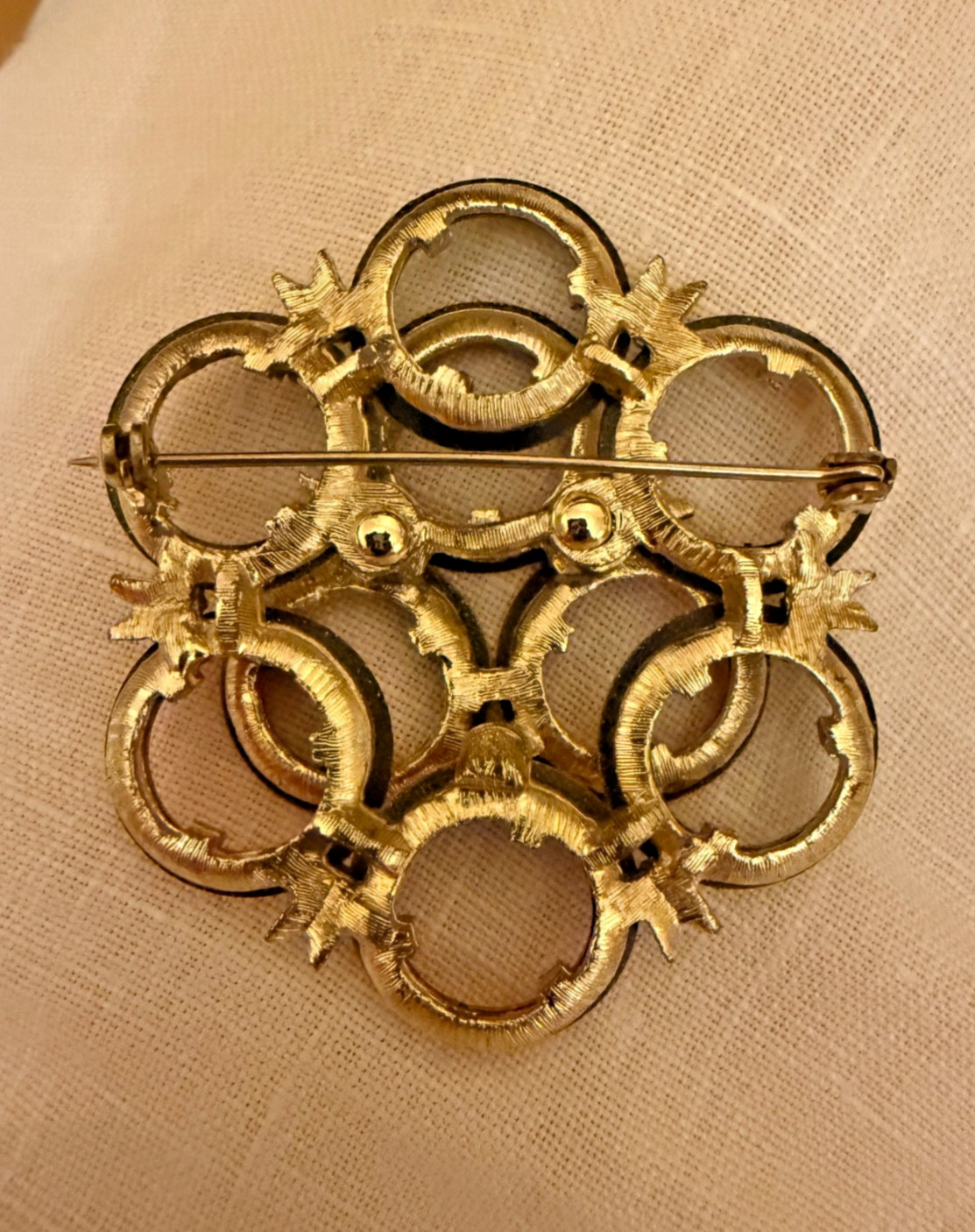 Vintage French brooch pin 1950s multicolored circles Verified