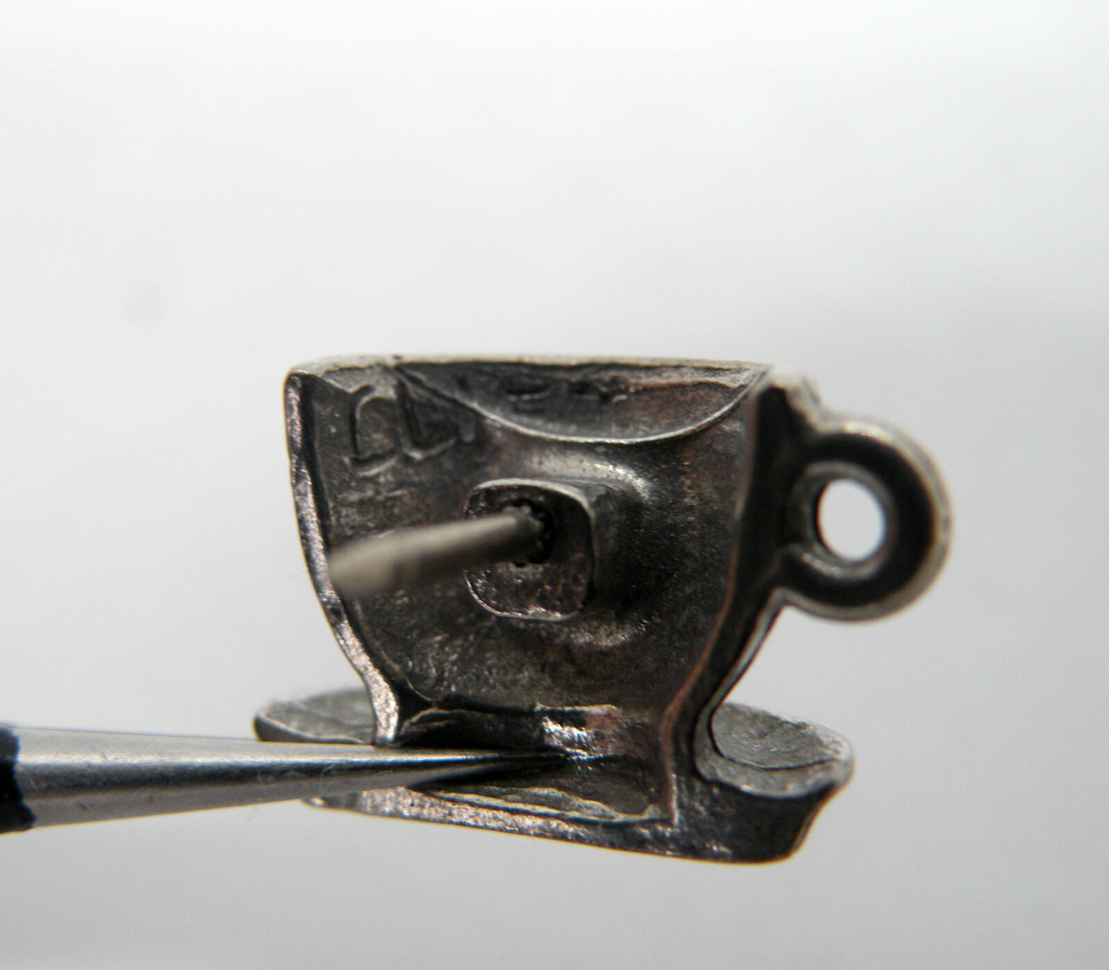 3X Rare Vintage Jim Clift Signed Teatime Teapot Teacups Pewter Pin Brooch