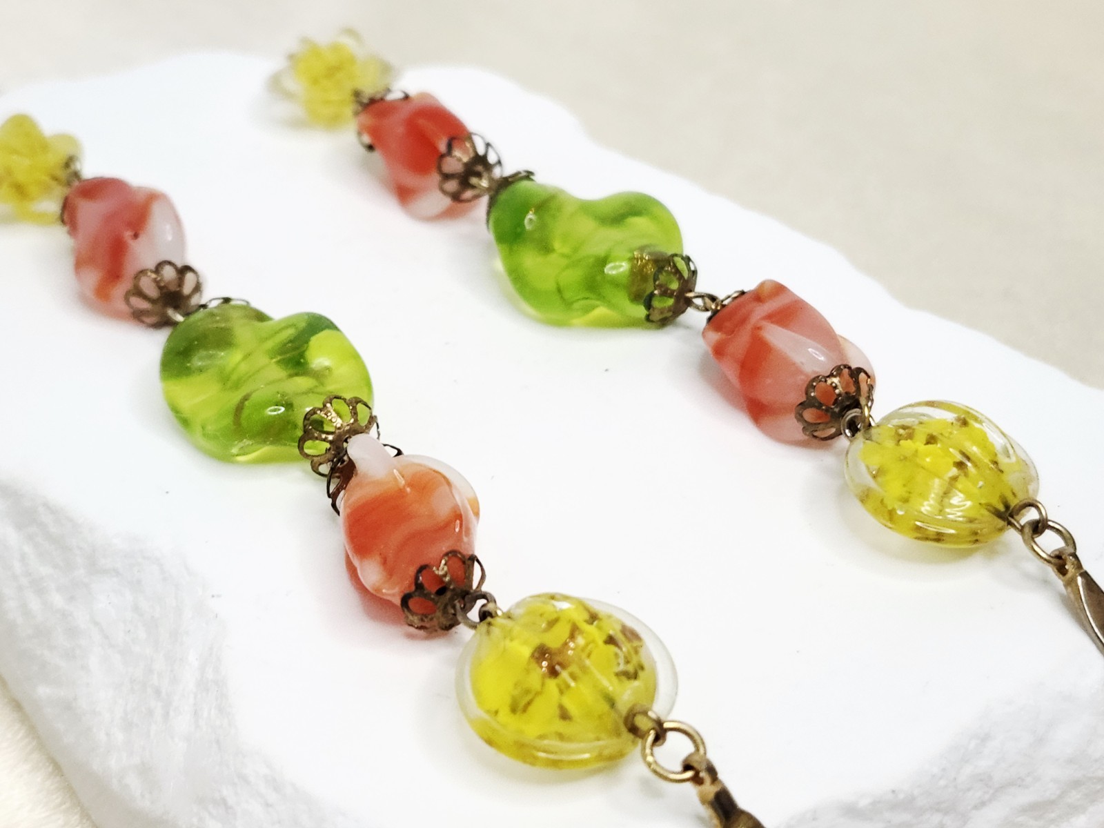 Vintage 36″ Long Artisan Crafted Art Glass Beaded Necklace – Venetian Or Czech?