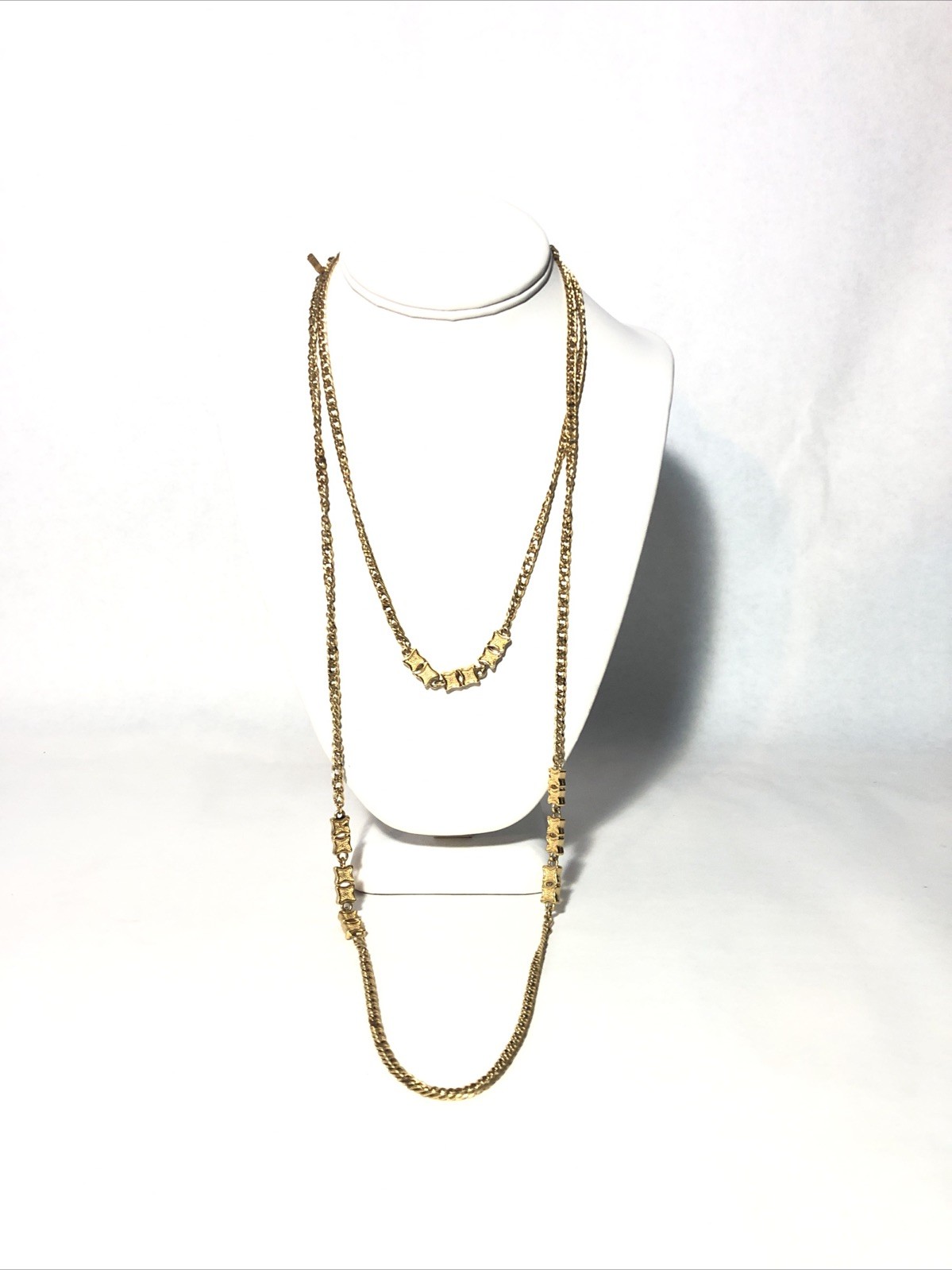 Vintage Monet Gold Tone Multi-Strand Long Wrap Necklace. 54” Long