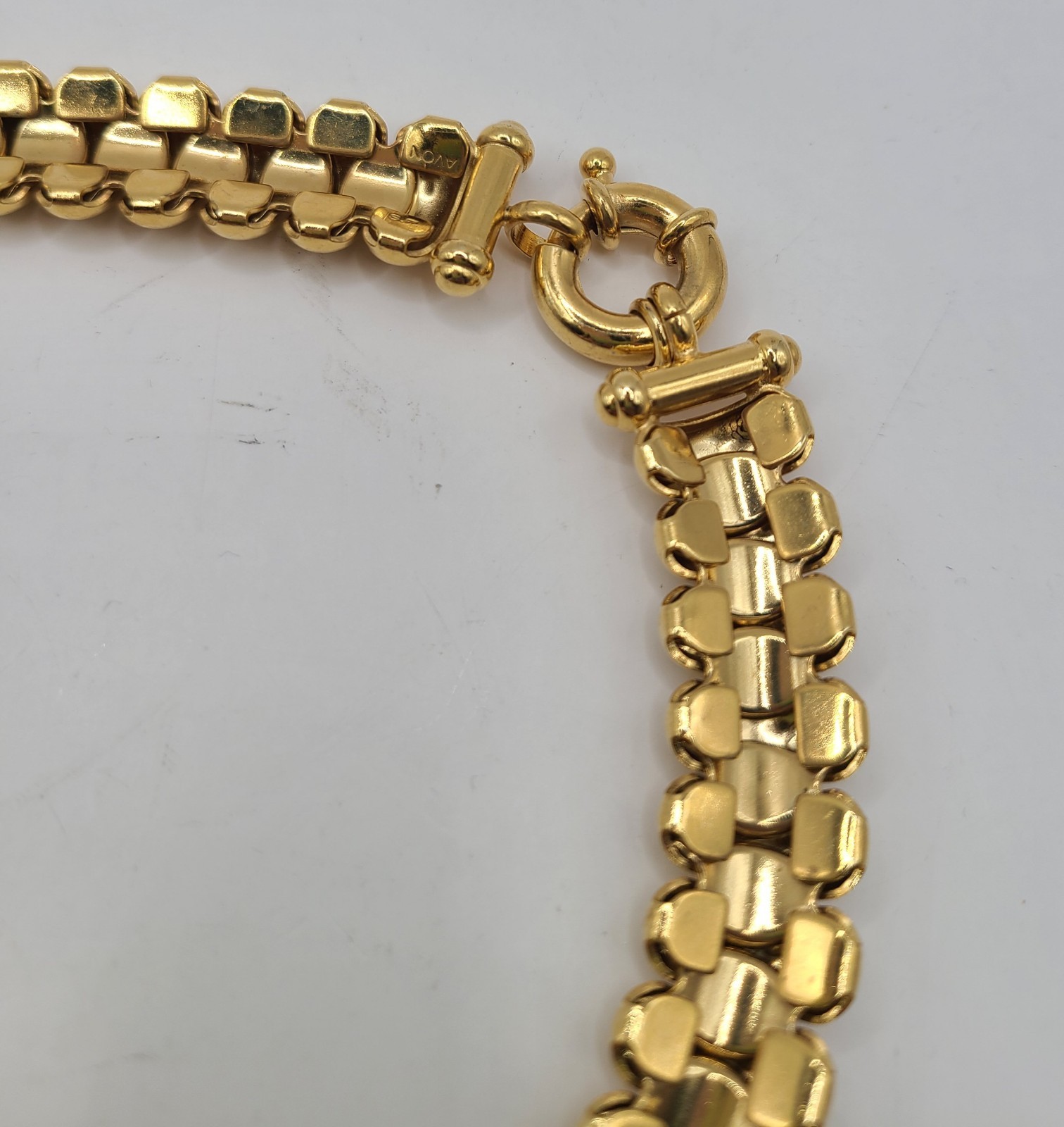 Vtg Goldtone Avon SD Rounded Links Articulated Slinky 18″ Necklace Signed
