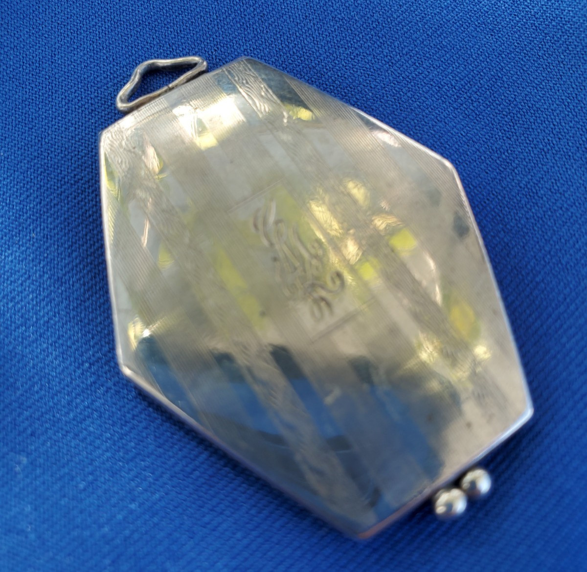 ORIGINAL Antique Deco STERLING SILVER 925 Pendant Vintage Hexagon Lozenge Locket