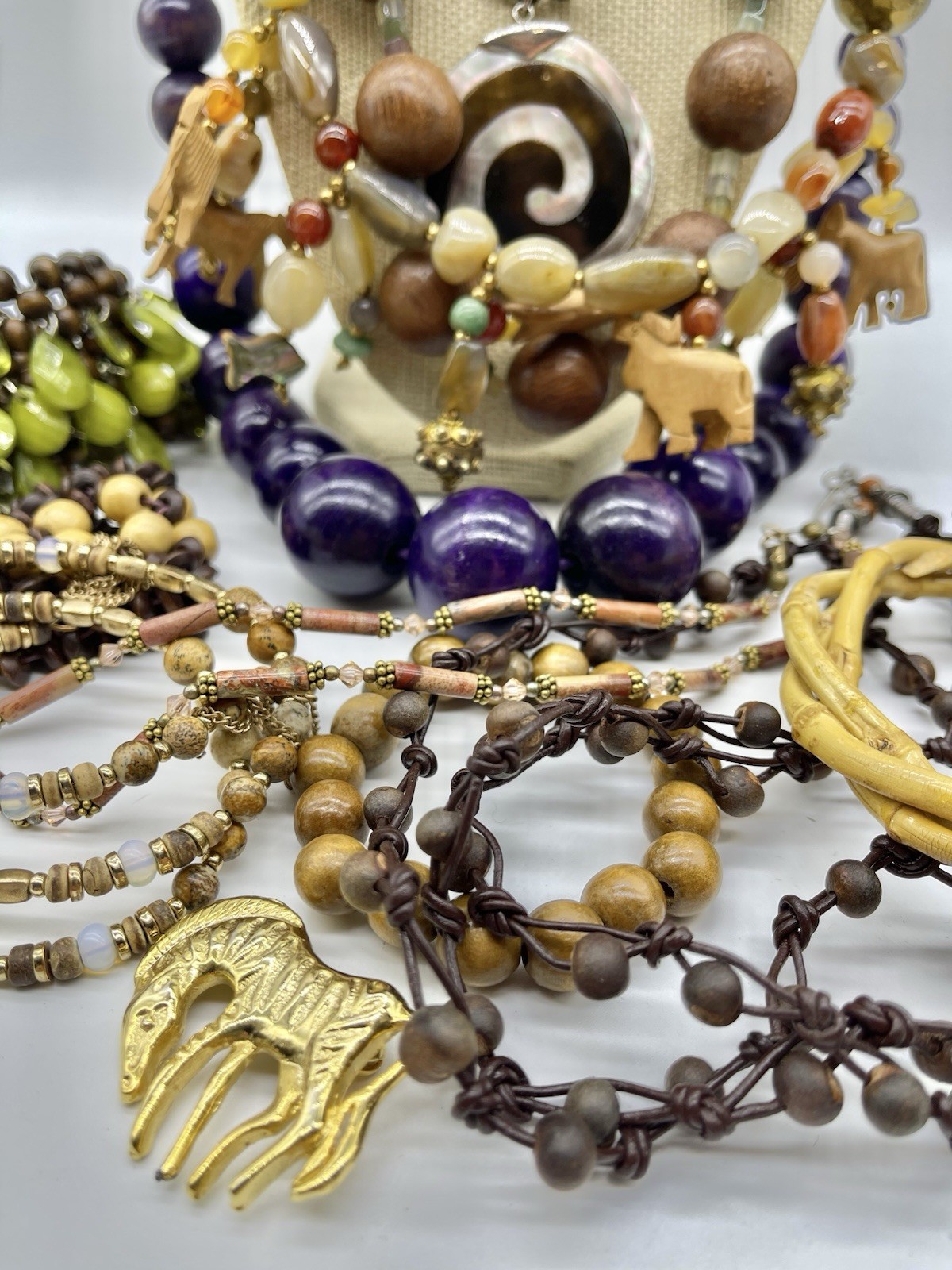 Jewelry Vtg To Mod Safari Boho Ethnic Stone Wood Animals ++ Pcs Lb Lot JL205