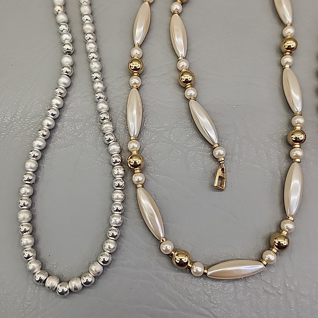 Vintage Napier Beaded Necklace Lot of 3 Metal Beads Acrylic