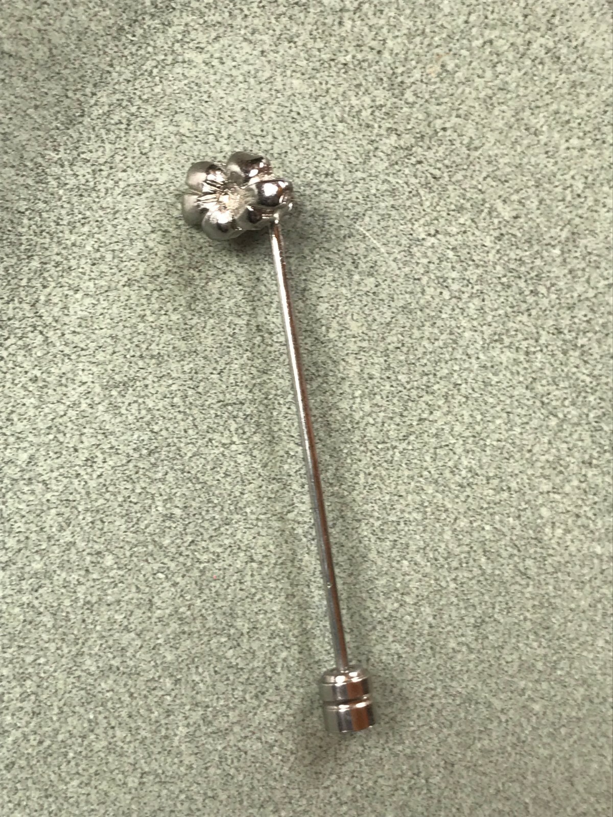Vintage Dainty Silvertone Dogwood Flower Stick Lapel Pin – 2 x 3/8th’s inches –