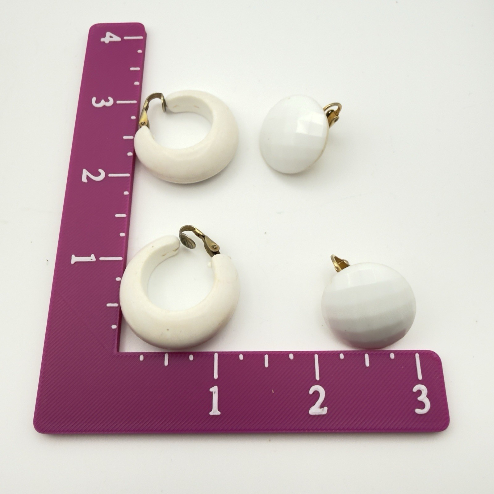 Vintage Clip On earrings Lot Nautical Red White Blue Hoop Button Retro 10pr USA