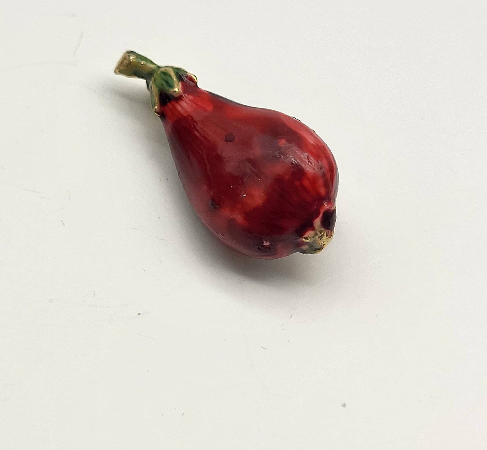 Vintage Robert Zentall Vegetable Fruit Brooch Pin Enamel Pear Eggplant whimsical