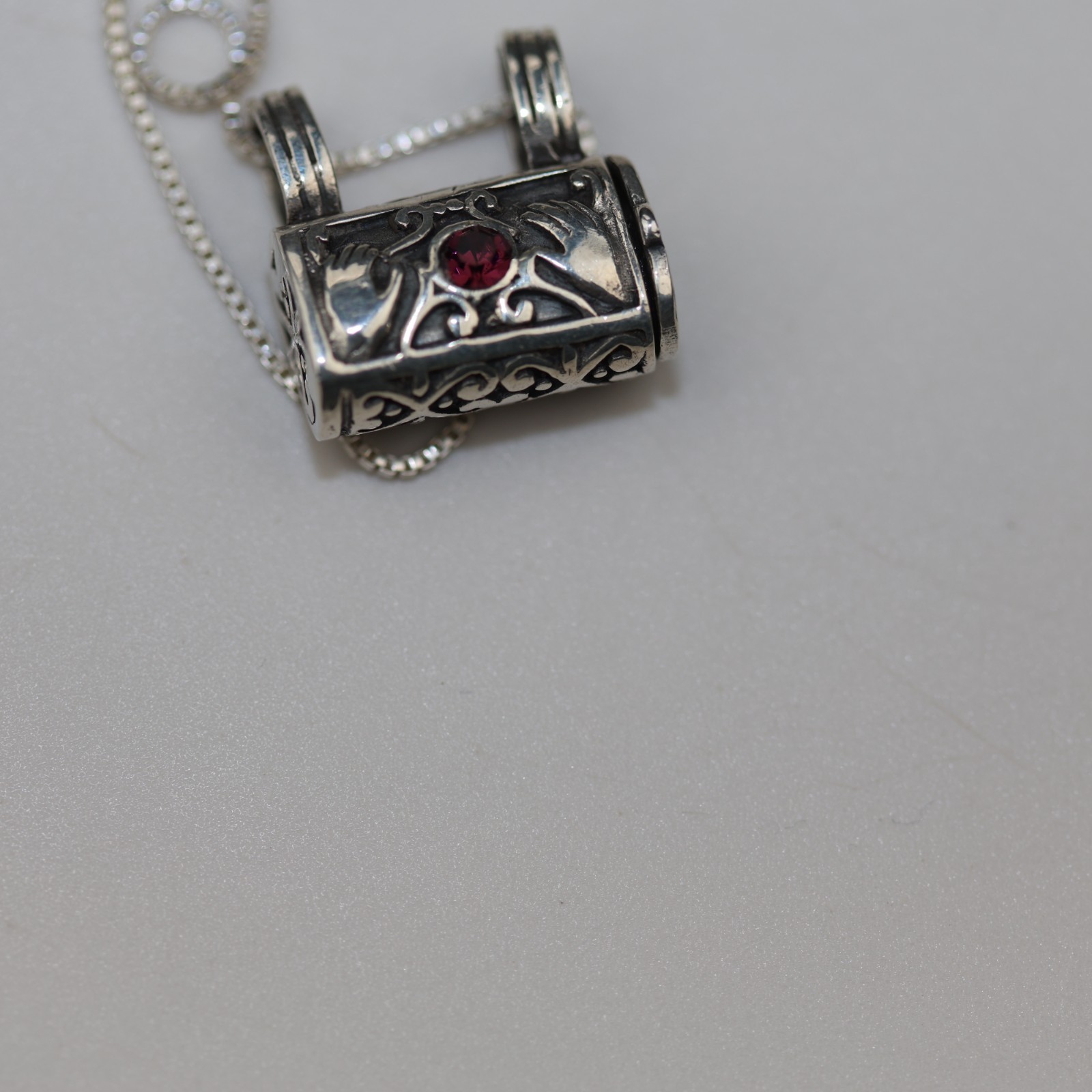 Handbag Locket Amethyst Gemstone Pendant Necklace Sterling Silver