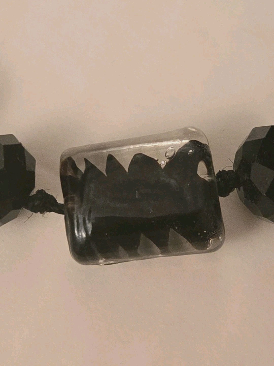 Antique Paris Necklace Black and Clear Glass Beads 1920s Flapper Xtra Long