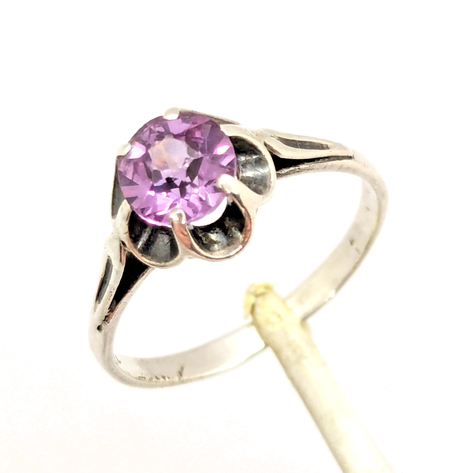 Vintage Soviet RING Silver⭐875 stamp Star with AMETHYST Stone -size: 7.25US| #11