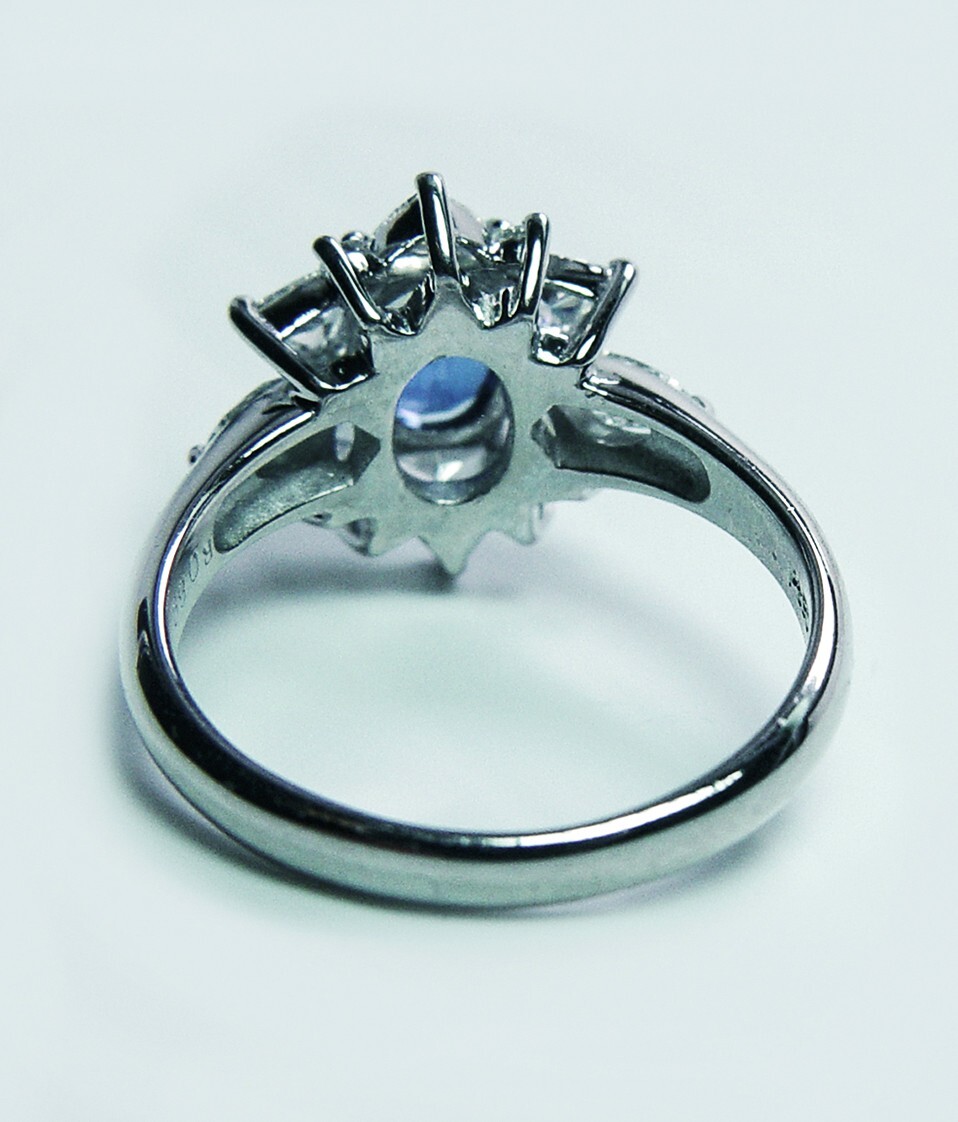 Vintage Sapphire Trillion Marquise Diamond Platinum Ring Princess Diana Estate