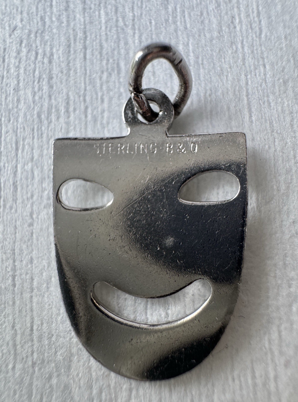 925 Sterling Silver Vintage Sock Buskin Tragedy Comedy Mask Charm Pendant