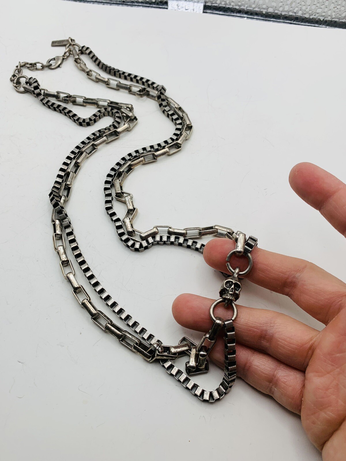 Vintage Designed Signed The Kooples Paris Skull Chunky Layered Chain Necklace