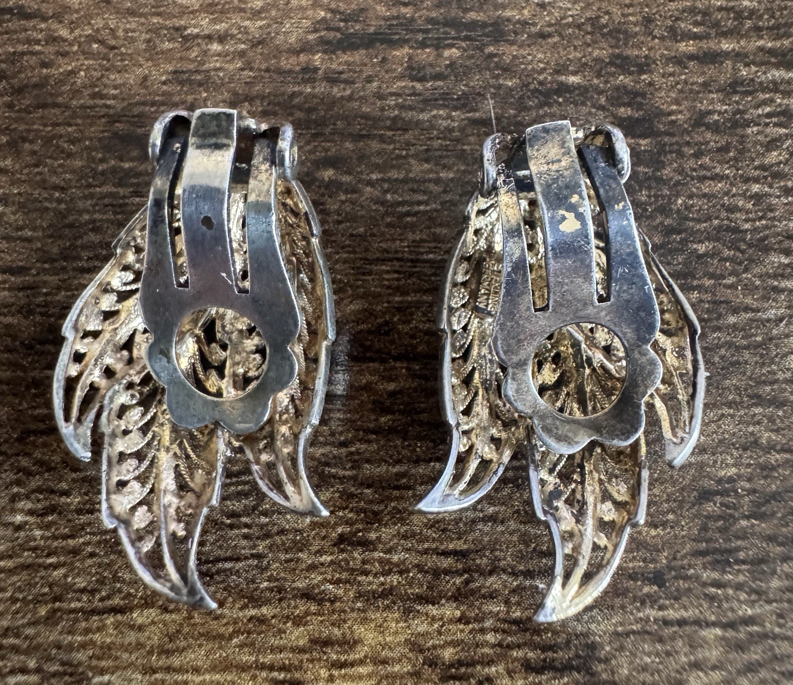 Sterling w/Gold Wash & Marcasite Clip On Earrings – Vintage Alice Caviness