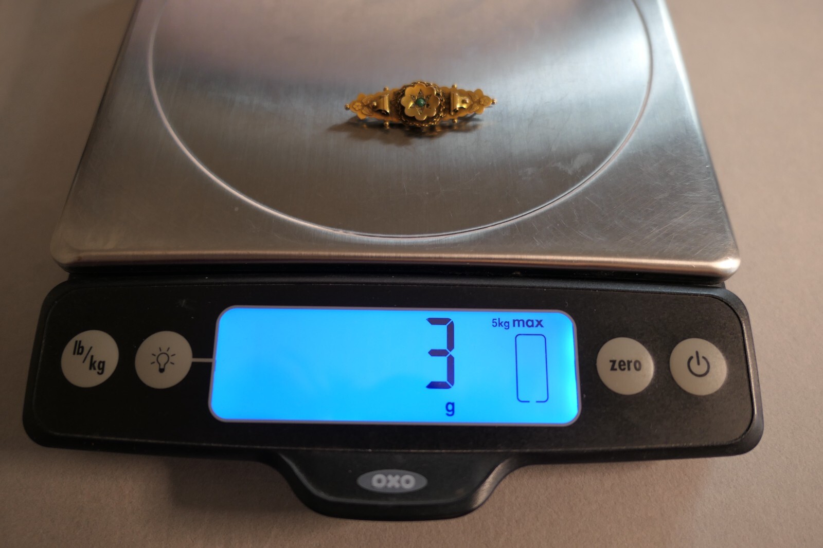 Antique 9K Karat Gold Diamond Turquoise Mourning Brooch Hallmarks Tested *READ*