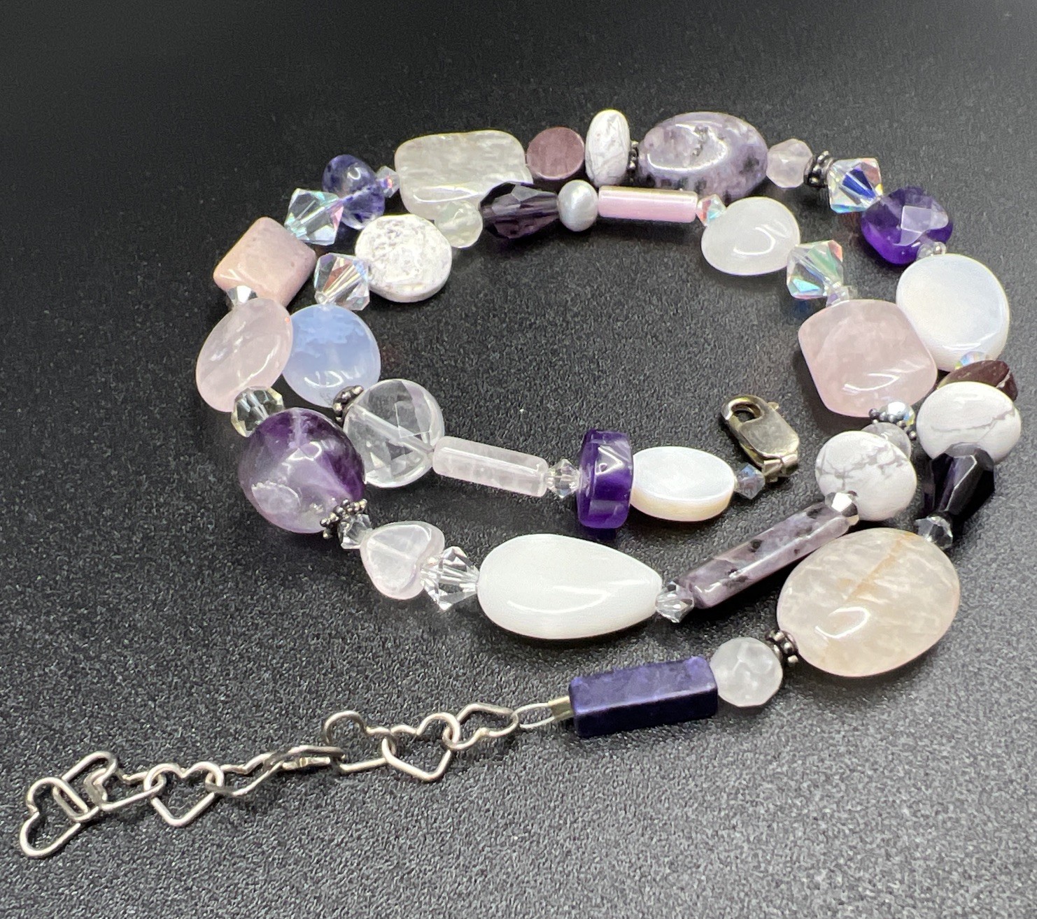 Chunky Southwestern Gemstone Crystal Necklace ~ 925 Sterling Silver ~ 20” ~ 44g
