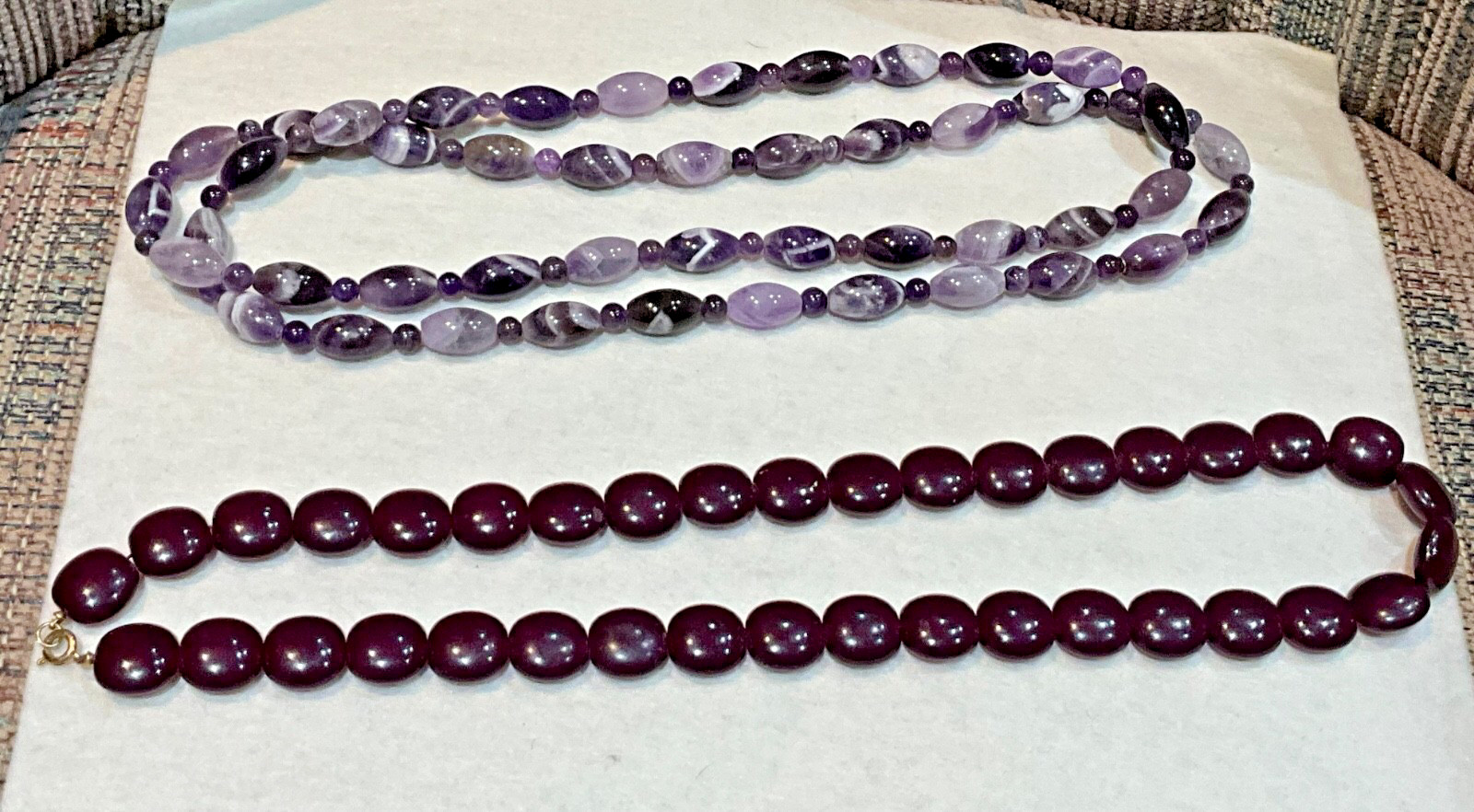 🔥Early 1980’s lot of 2 Amethyst necklace 9K Gold clasp