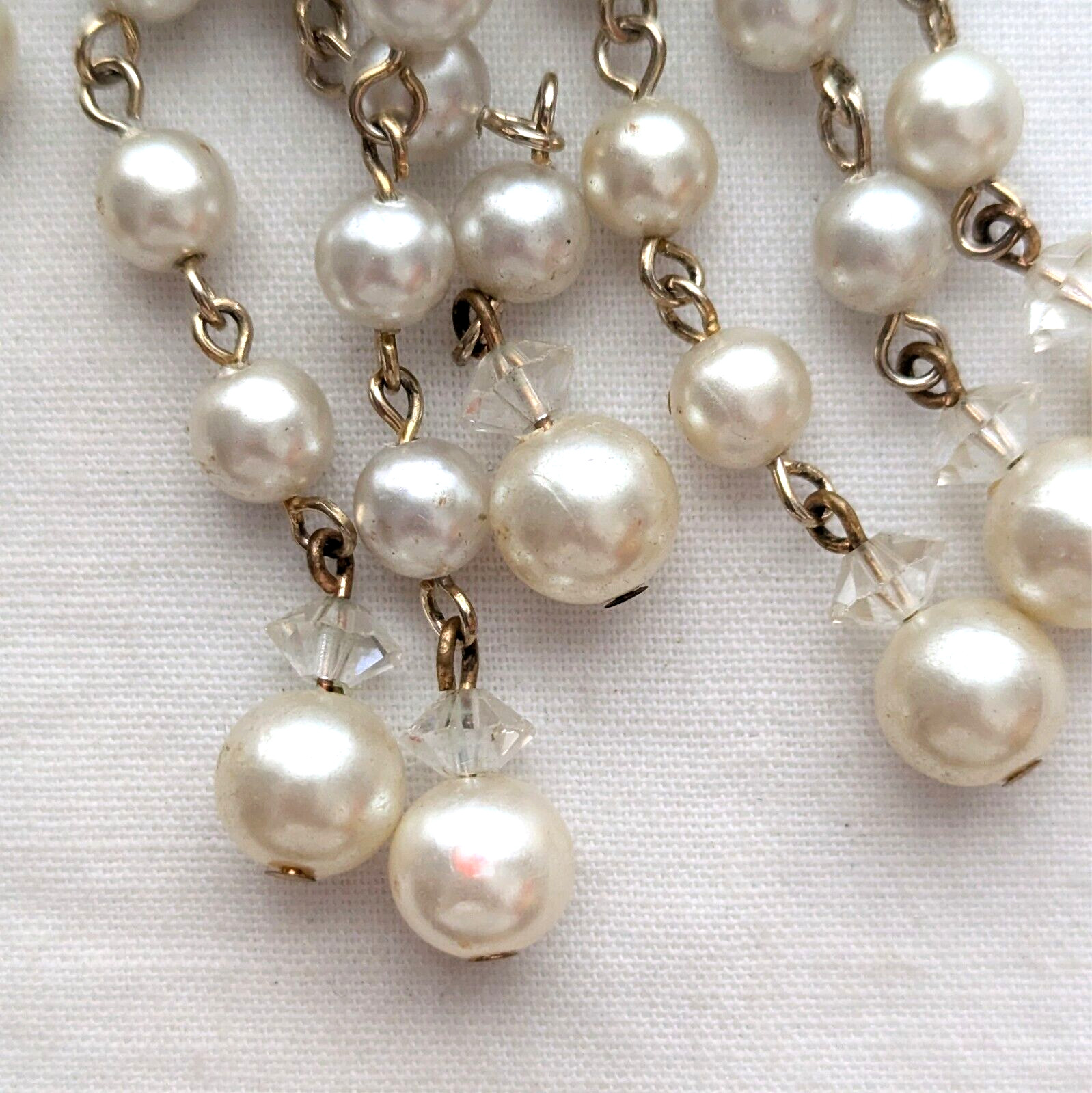 Tassel Fringe Pendant Necklace Faux Pearl Vintage Layered Art Deco Style Jewelry