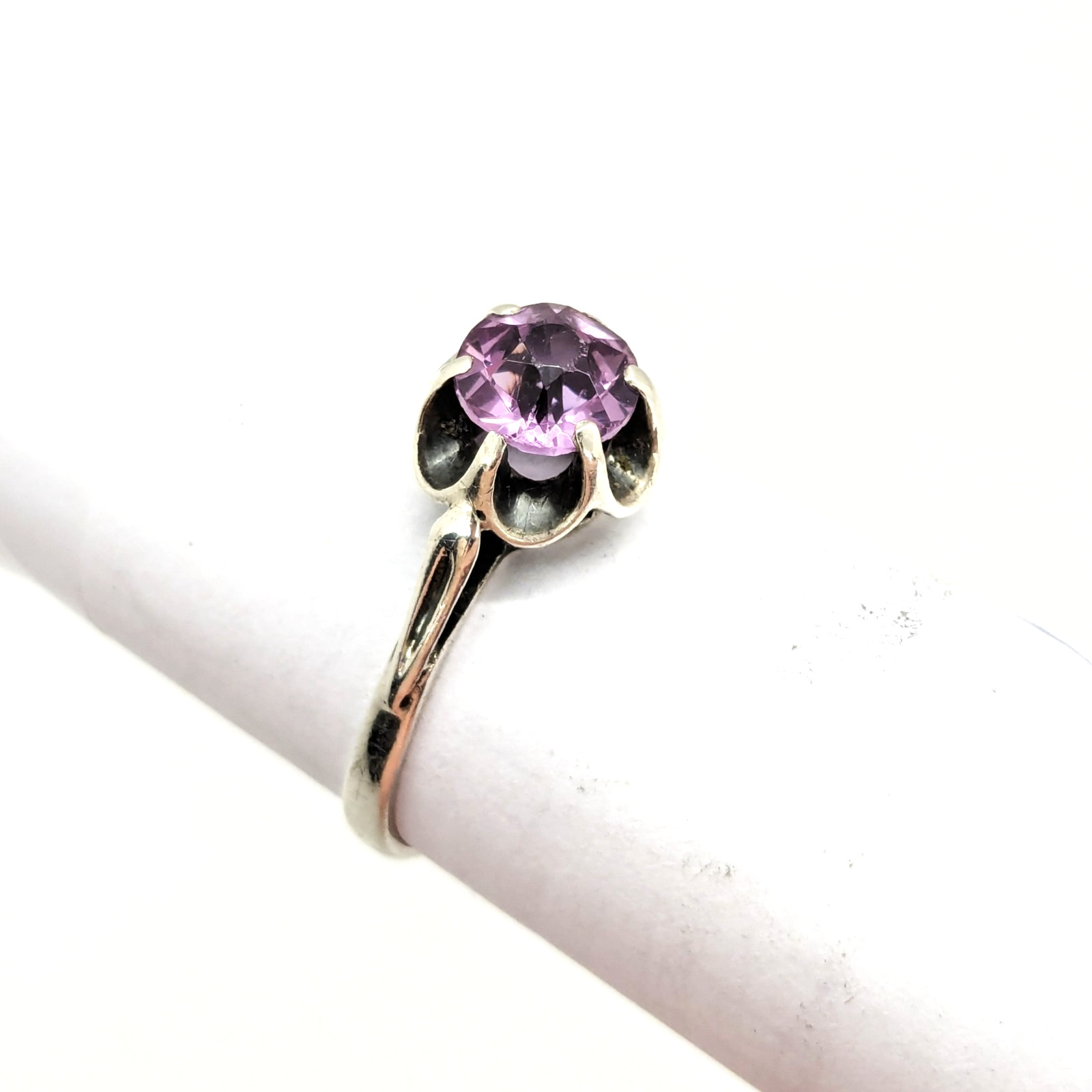 Vintage Soviet RING Silver⭐875 stamp Star with AMETHYST Stone -size: 7.25US| #11