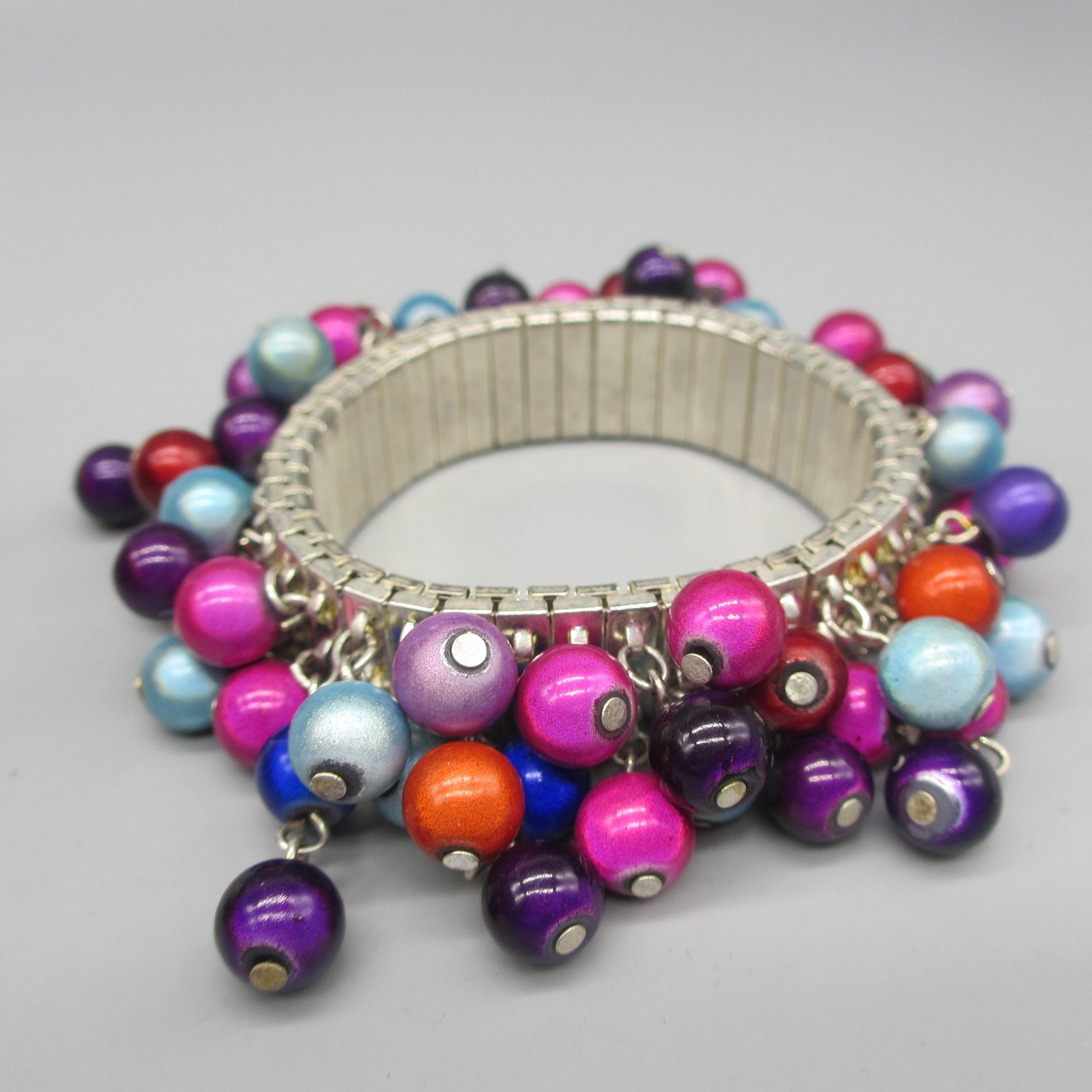 Vintage Cha Cha Expansion Bracelet Beads Red Purple Pink Blue