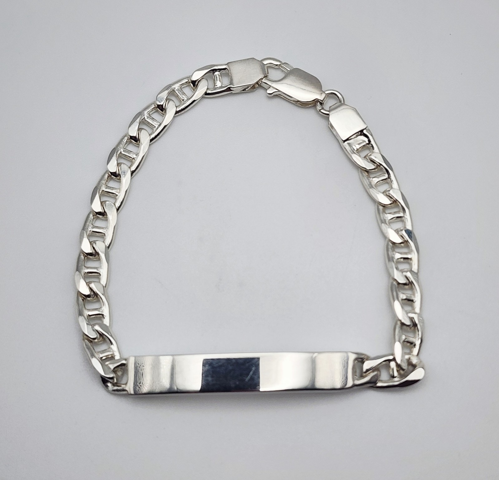 Arezzo, Italy Vintage Sterling Silver Mariner Chain ID Bracelet 8.25″