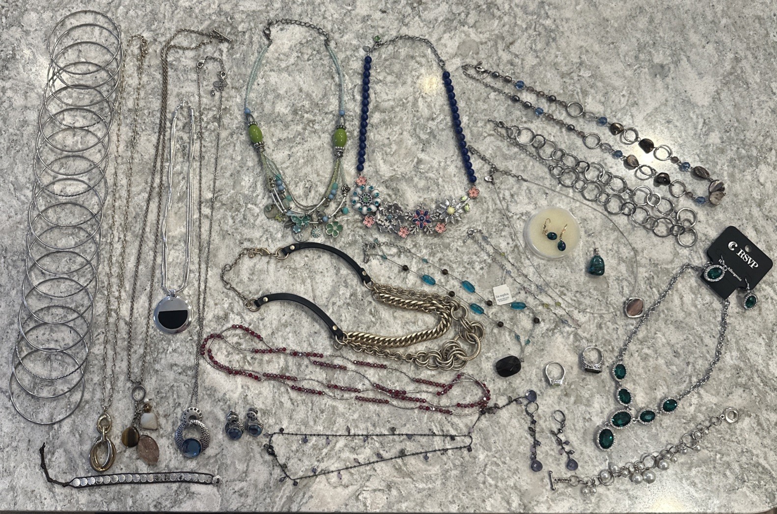 VTG TO NOW ESTATE JEWELRY LOT OF 40+ Pieces Lia Sophia Designer Gaudy Y2K