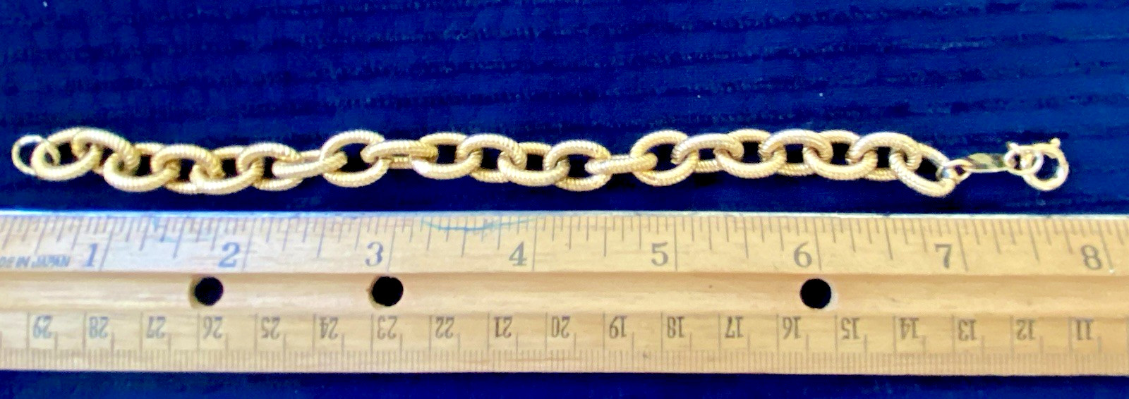 Vintage Joan’s Collectibles Gold Tone Textured Cable Link Bracelet – 8.25″ Long