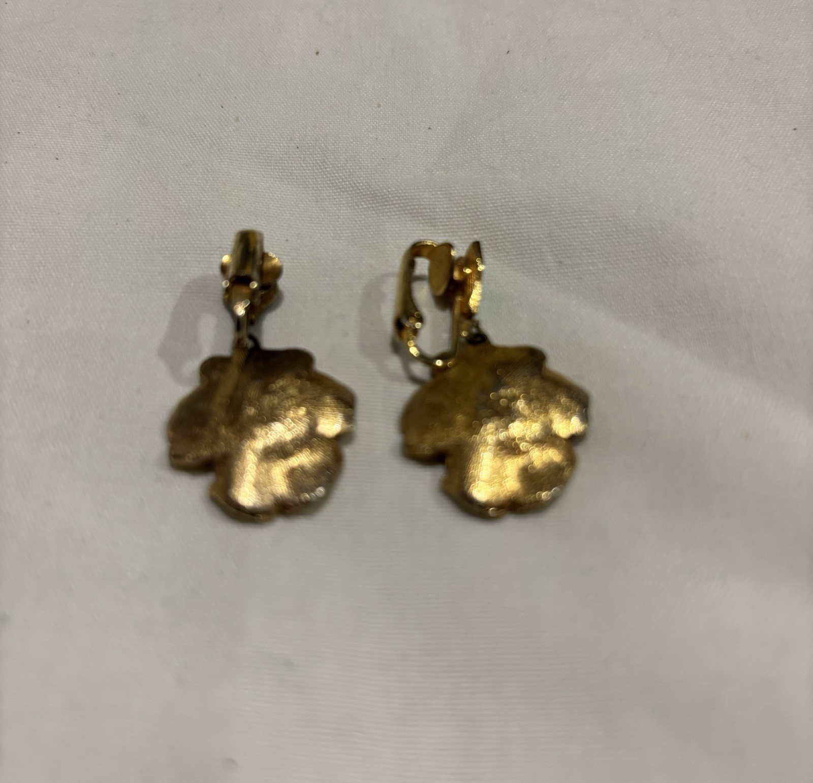 Vintage yellow enamel pansy flower clip earrings