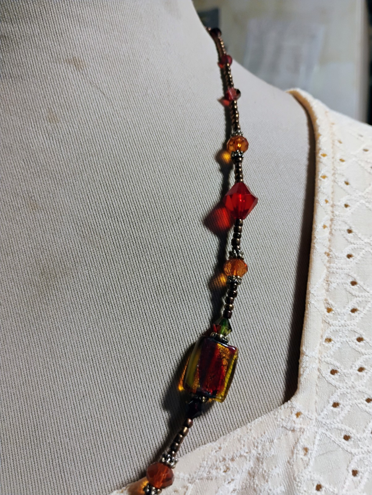 Stunning 23″ Czech Glass? Handmade Vintage Necklace & Matching Art Nouveau…