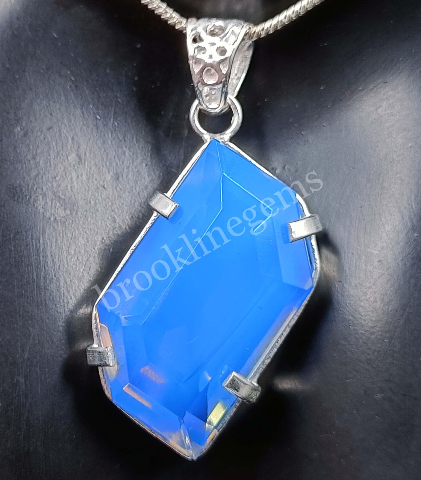 69.70 Ct Fancy Cut Natural Blue Opal EGL 925 Solid Silver Pendant Gems 5MRB