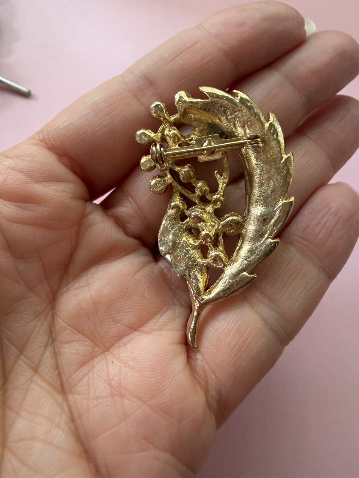 Vintage Brooch Lot Gold Silver Tone Floral Leaf Rhinestone 50s 60s 80s
