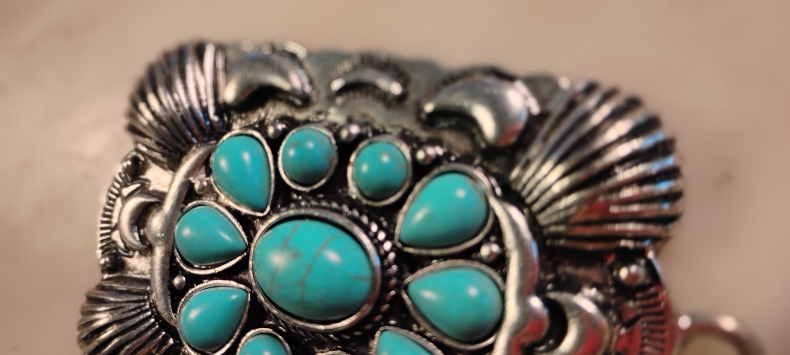 silver tone faux turquoise 2 piece pendant unsigned 64 grams vintage-cd2