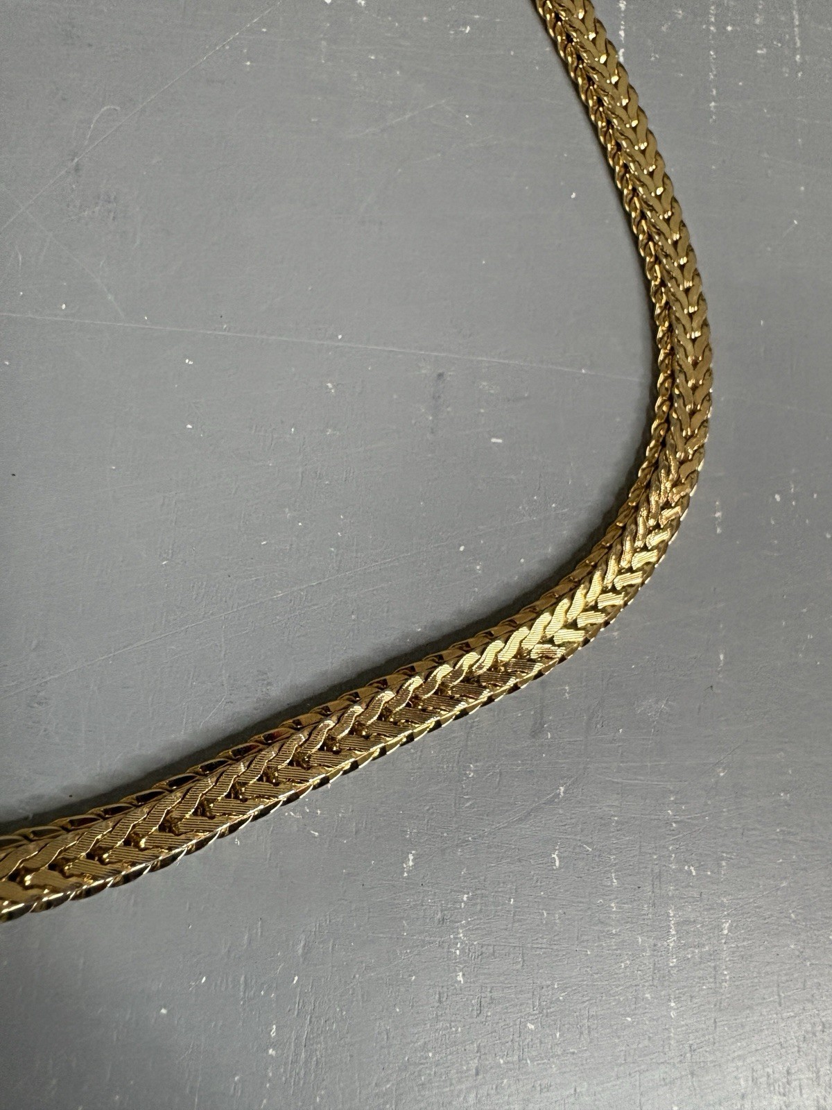 Vintage Napier Gold Tone Herringbone Chain Necklace 24” Wide 1cm