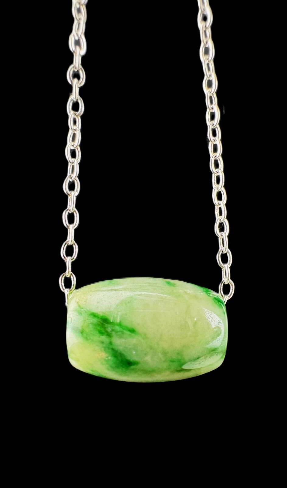 Certified Grade A Burma Jadeite Necklace Transference Bead Design Vivid Green