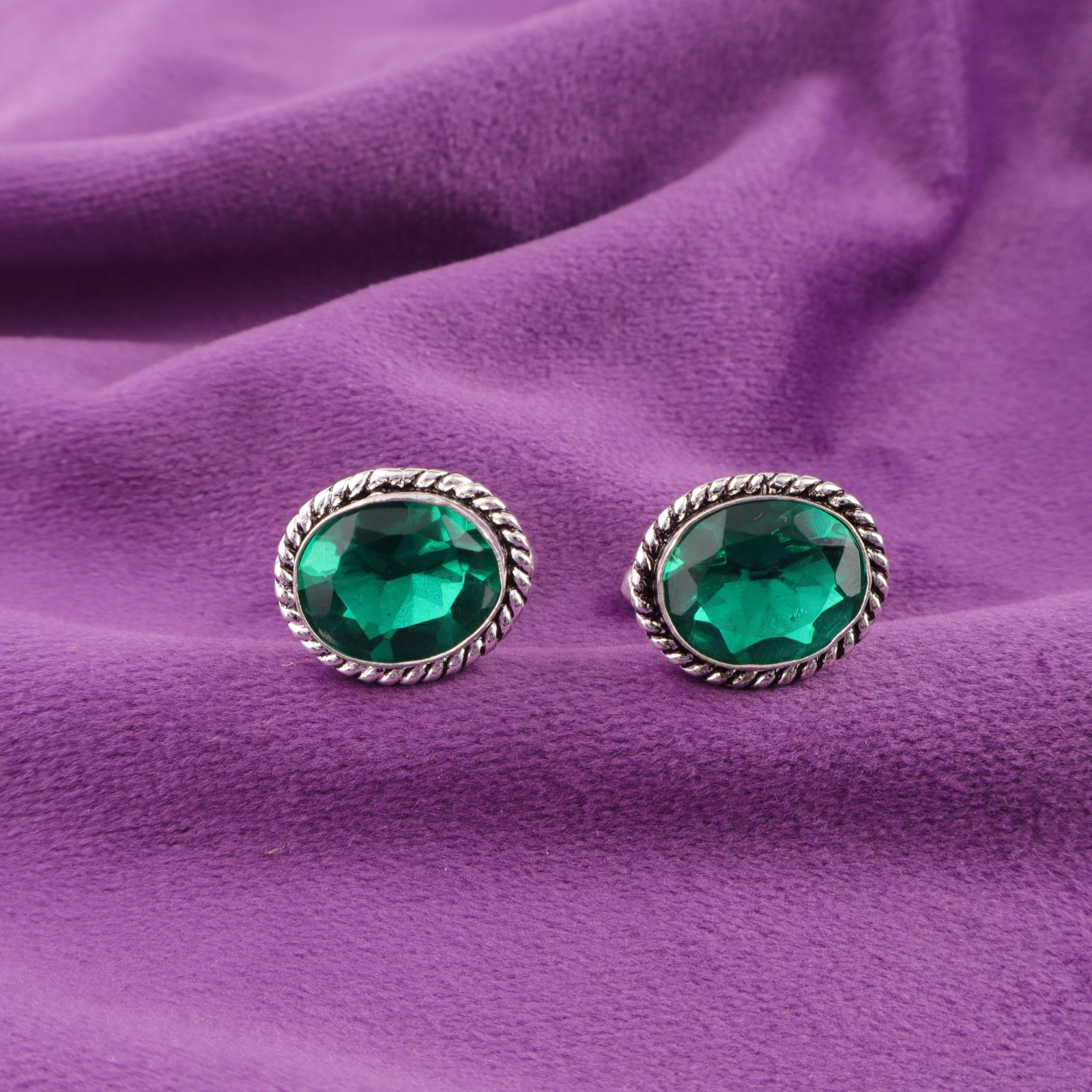 925 Sterling Silver Green Emerald Stone Formal May Boyfriends Cufflinks Jewelry