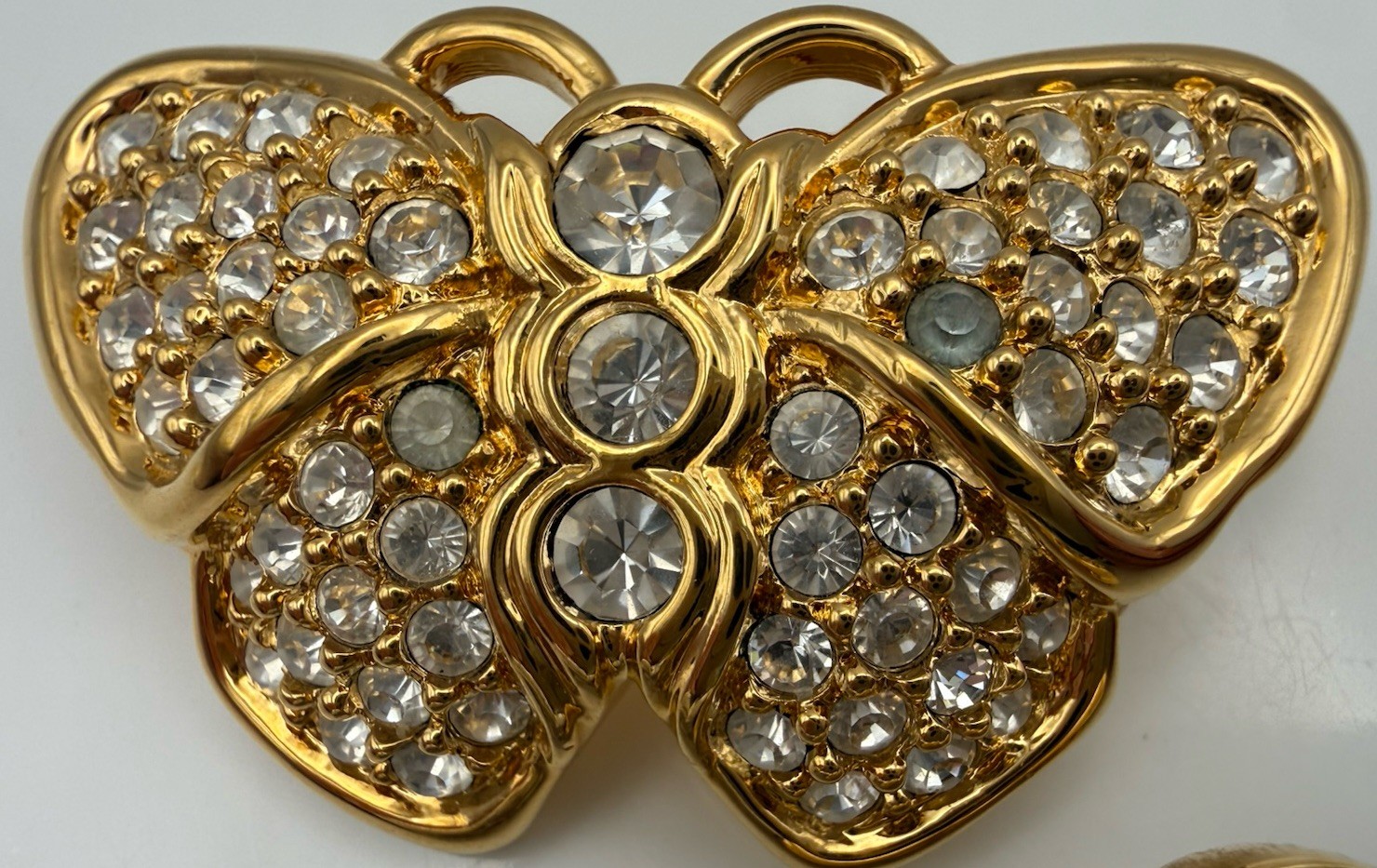 Swarovski Brooch Lot Butterfly Double Heart Gold Silver Tone