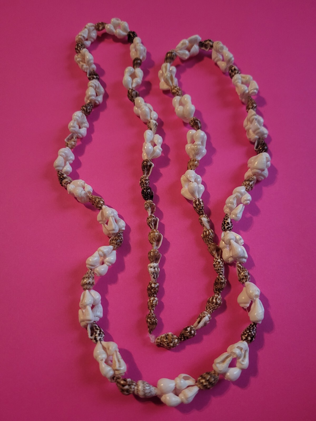 Shells And Beads Necklace 32 Inches Vintage Handcrafted