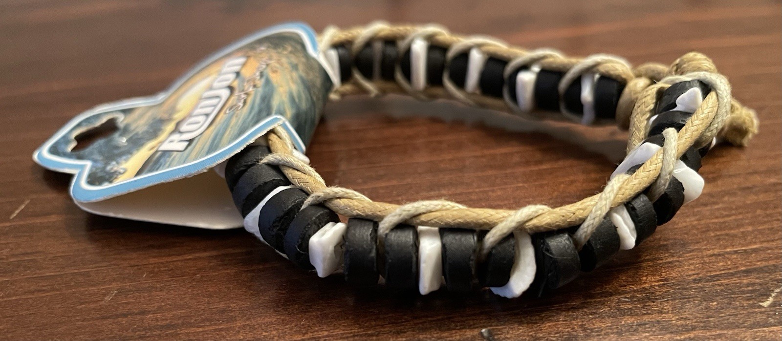 Vintage Ron Jon Surf Shop Braided Hemp & Bead Bracelet -NEW / ORIGINAL PACKAGING