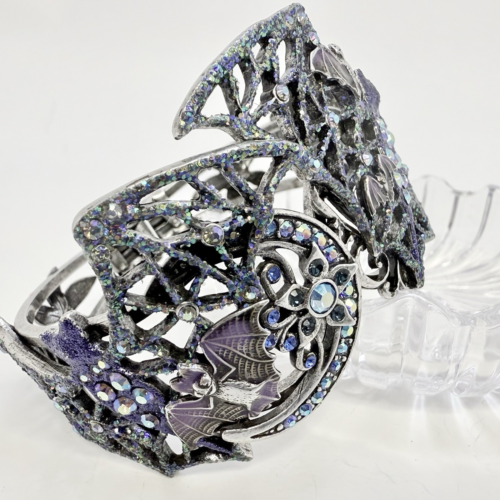 Vintage Fantasy Kirk’s Folly Whimsical Gothic Bat Clamper Bracelet