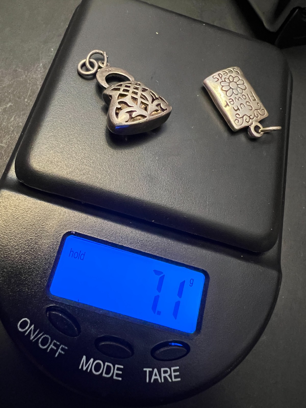 Sterling Silver Lot 2 Pendant Marcasite Purse and Seeds
