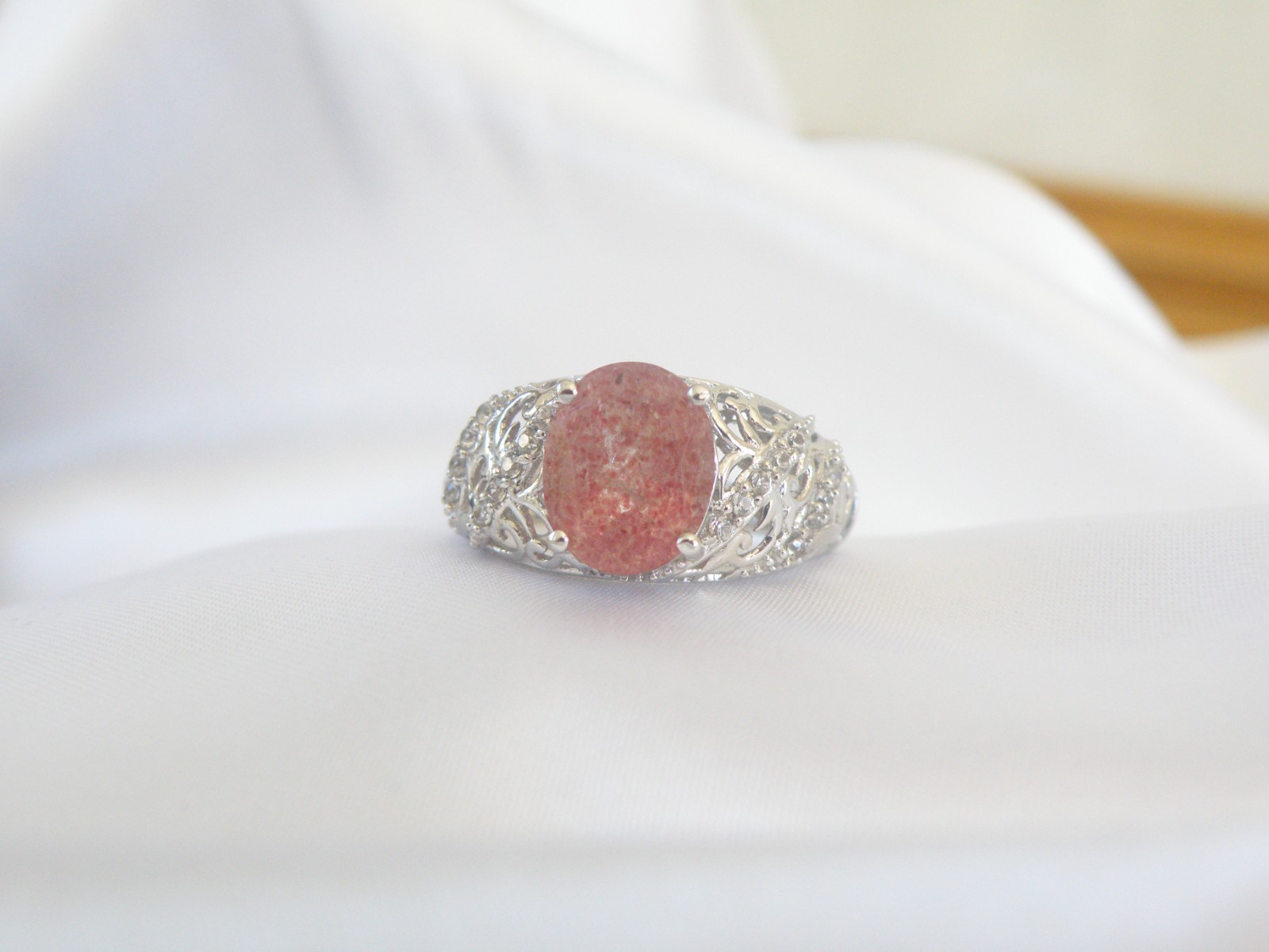 DJoy Sterling Silver 925 Pink Tanzanian Natronite Ring Size 7
