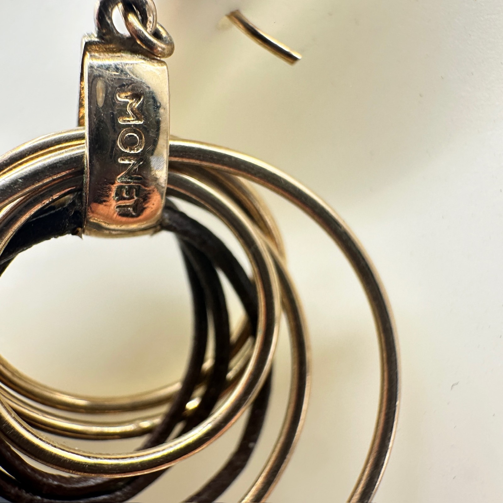 Vintage Monet Gold-Tone Classic French Wire Knotted Multi-Hoop Dangle Drop