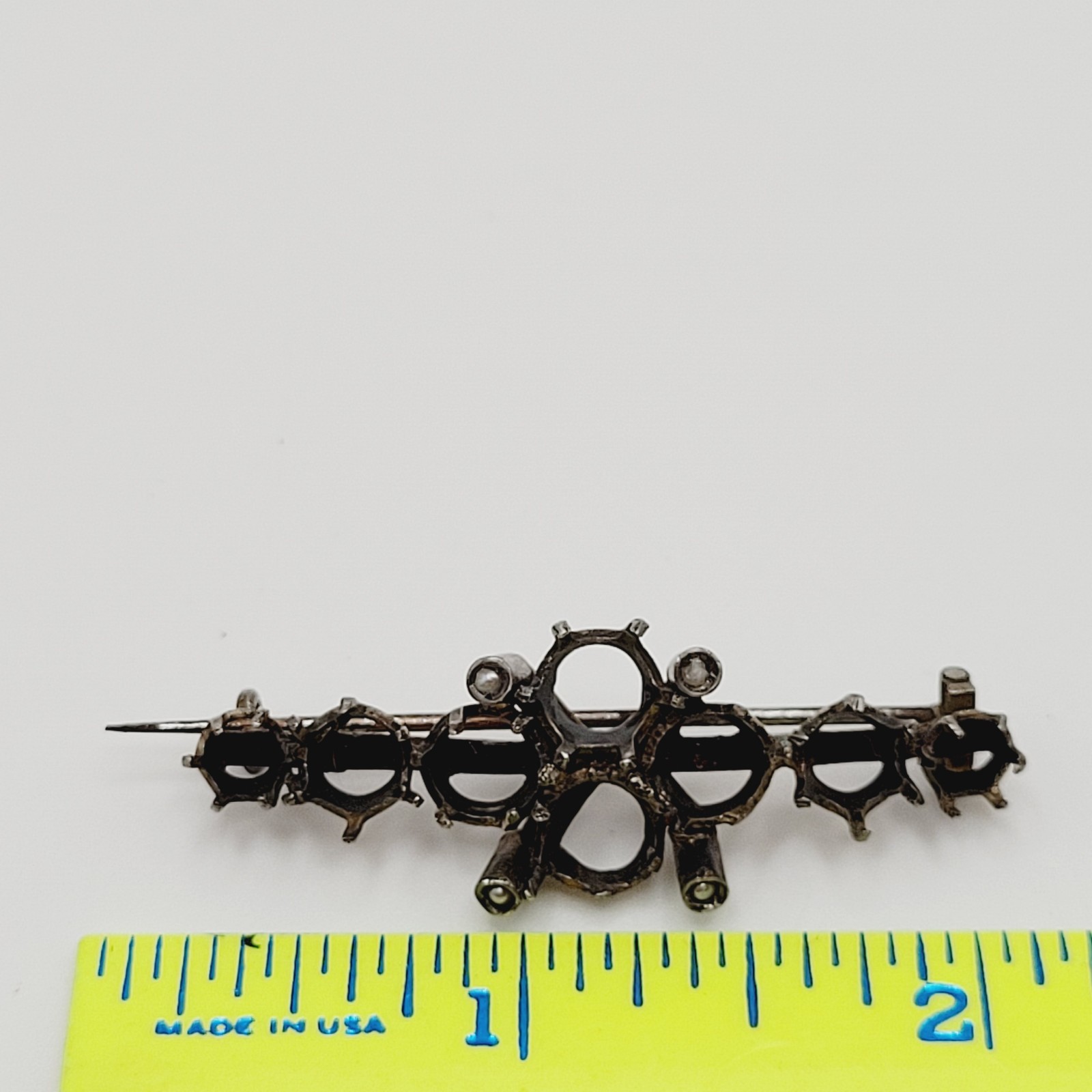 Antique Victorian Era Empty Setting Mounting Jewelry Finding Aged Metal Brooch